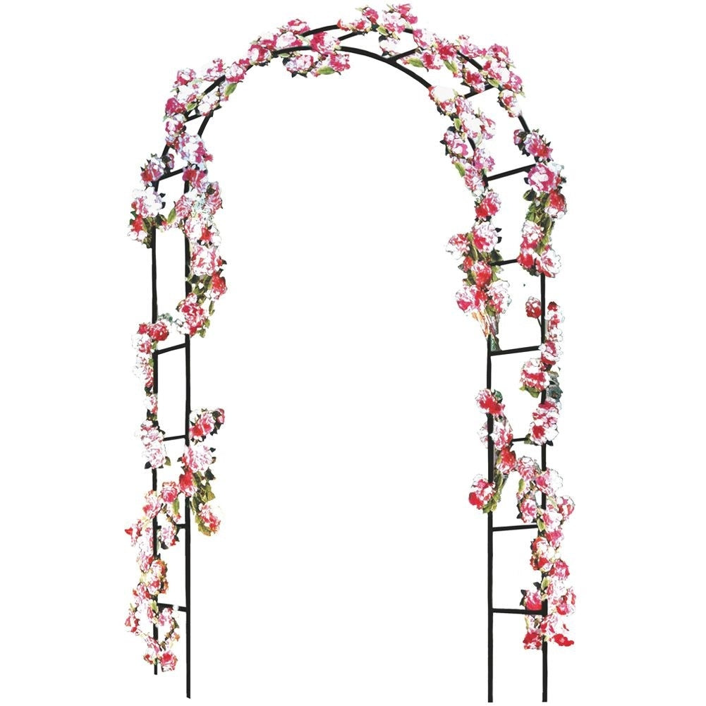 Arched garden pergola for climbing plants in dark green metal