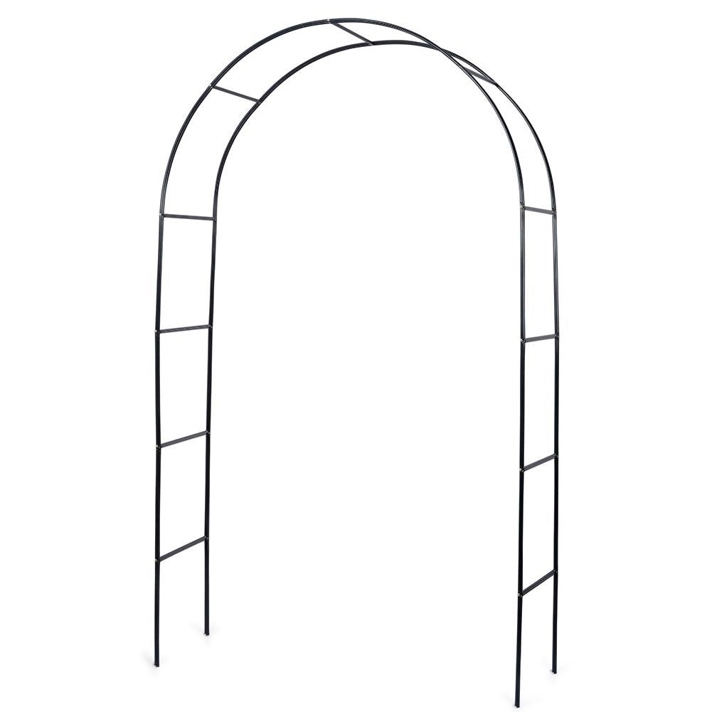 Arched garden pergola for climbing plants in dark green metal