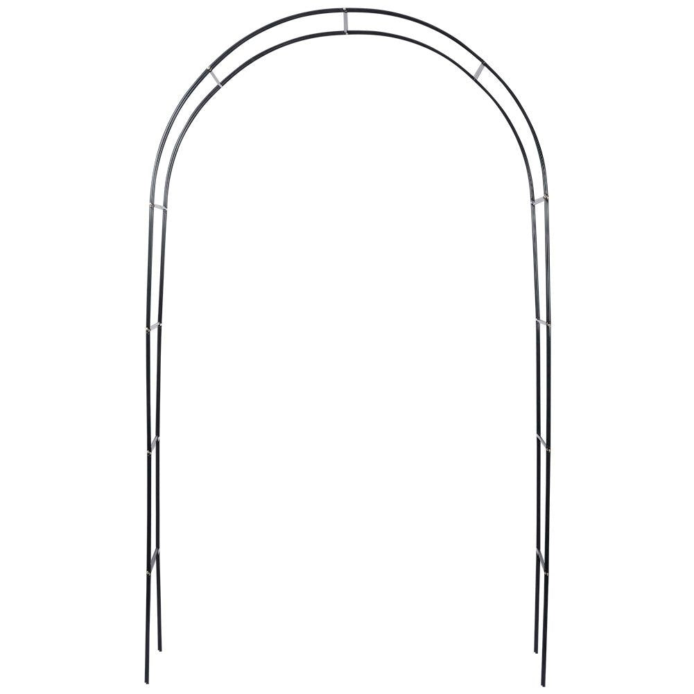 Arched garden pergola for climbing plants in dark green metal