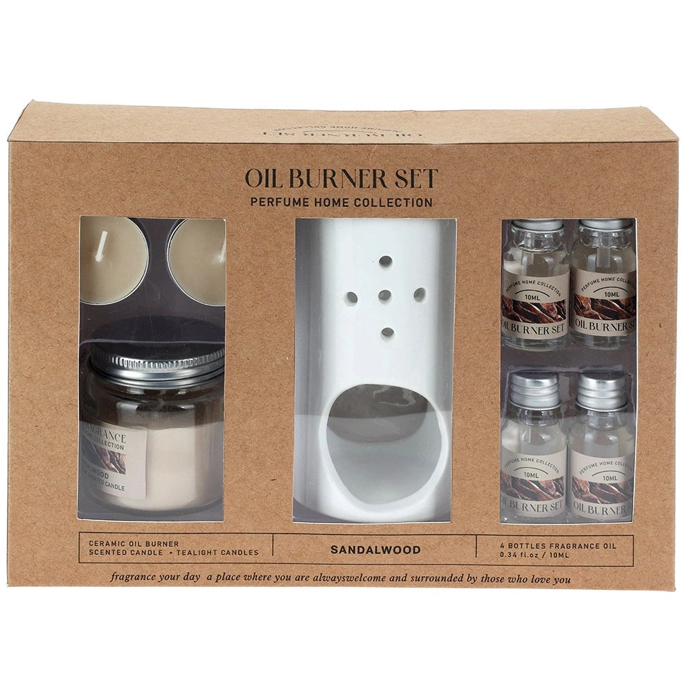 Aromatherapy Set with Ceramic Burner & Sandalwood Oils