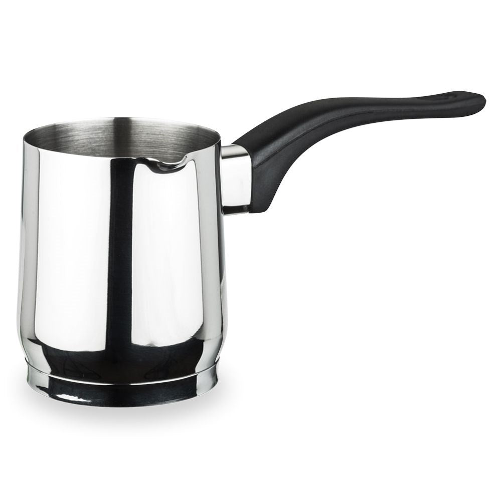 Aromatic Turkish coffee pot in stainless steel with handle