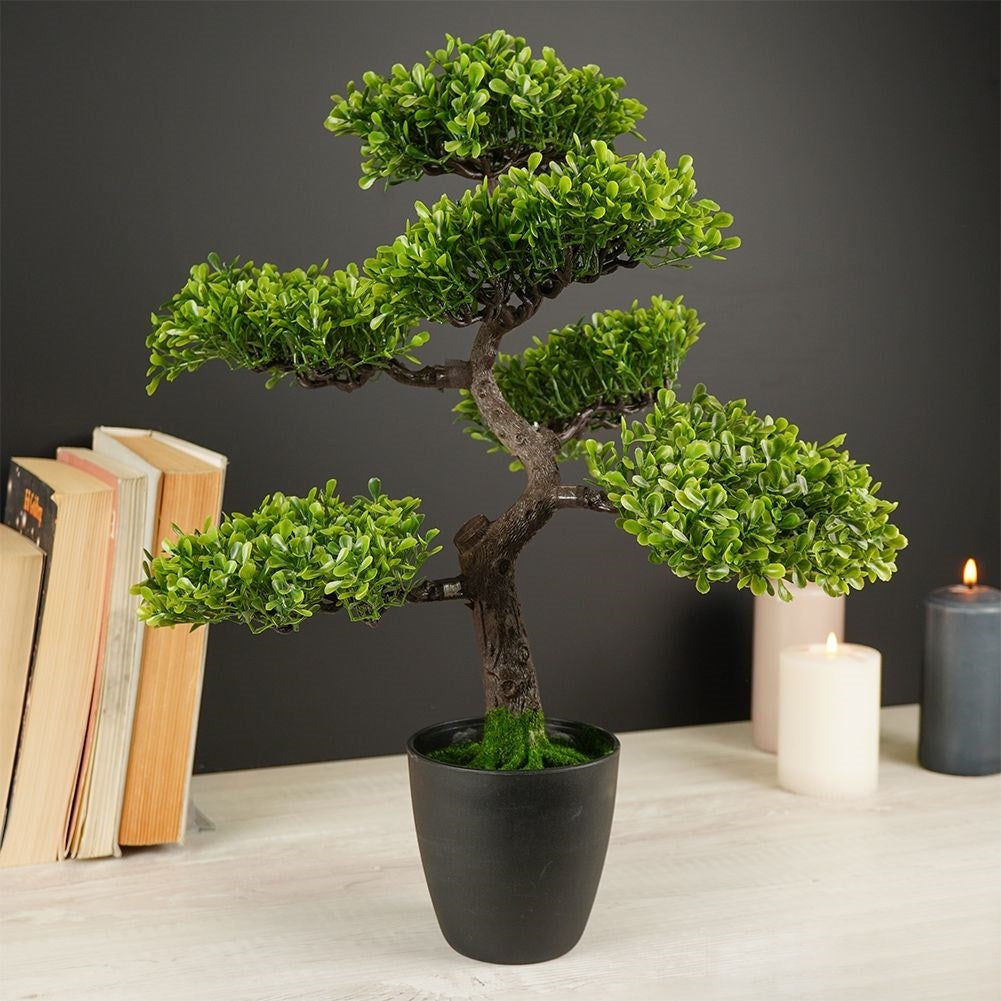 Artificial Bonsai Tree in Black Pot - Realistic & Maintenance Free
