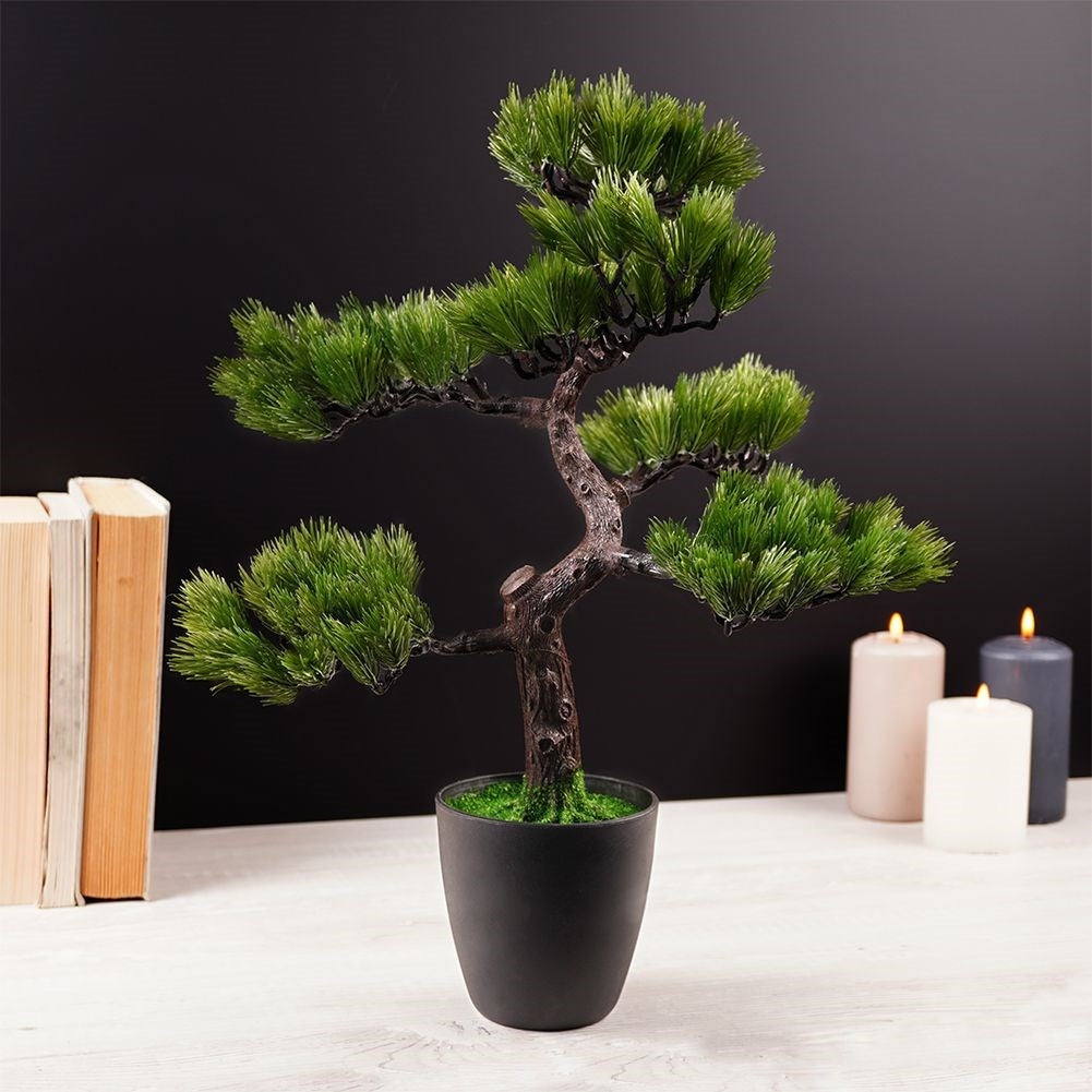Artificial bonsai tree in black pot