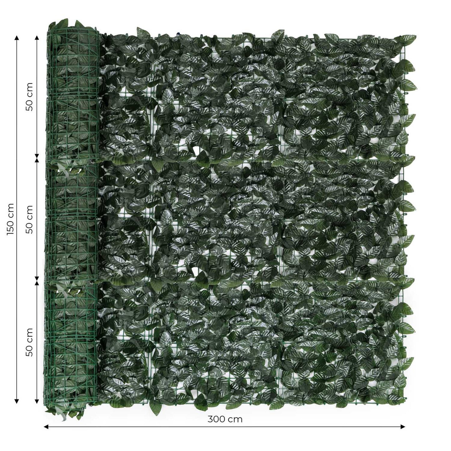 Artificial ivy hedge, 300x50 cm, green balcony cover, masking