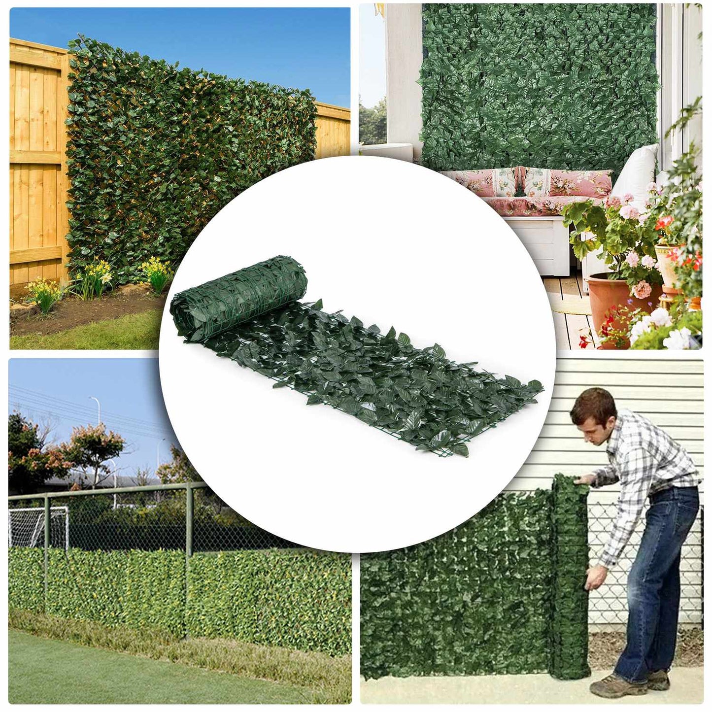 Artificial ivy hedge, 500x50 cm, green balcony cover, masking