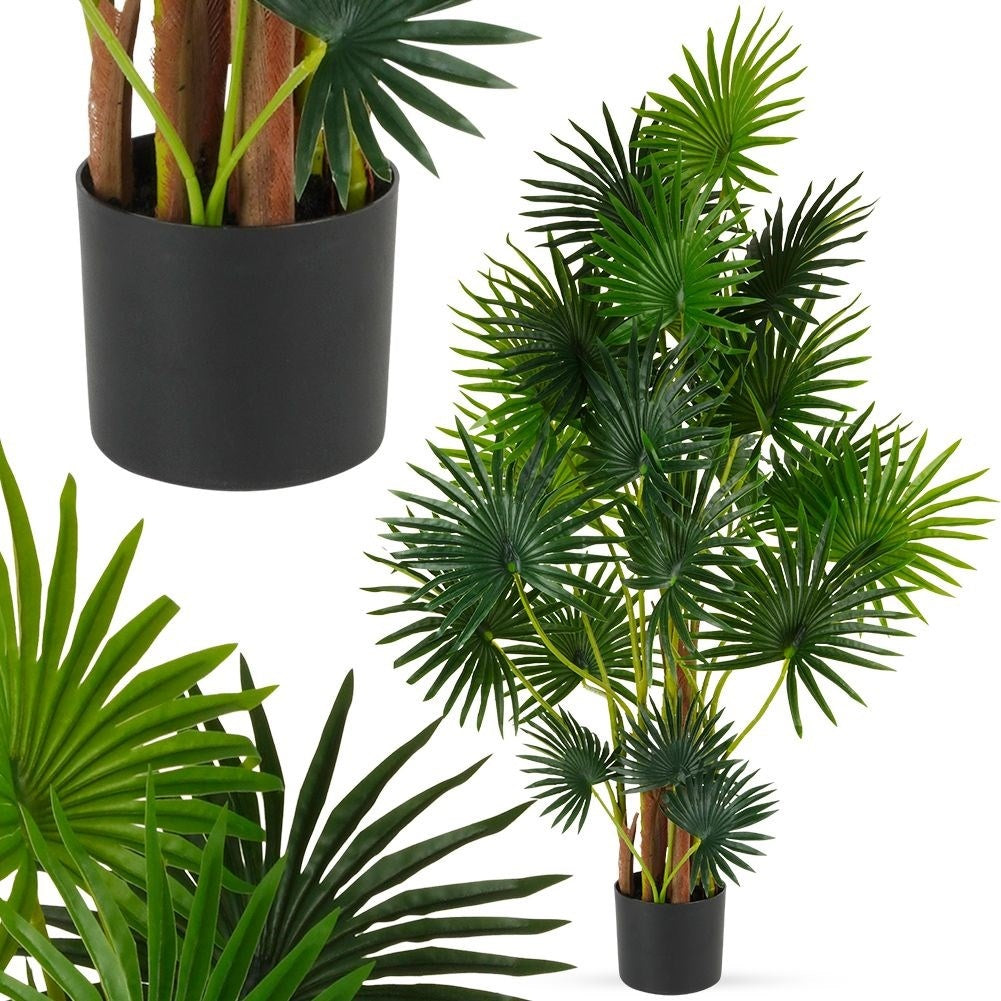 Artificial palm 130 cm in black pot, realistic and maintenance-free