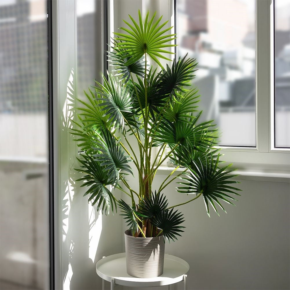 Artificial palm 130 cm in black pot, realistic and maintenance-free