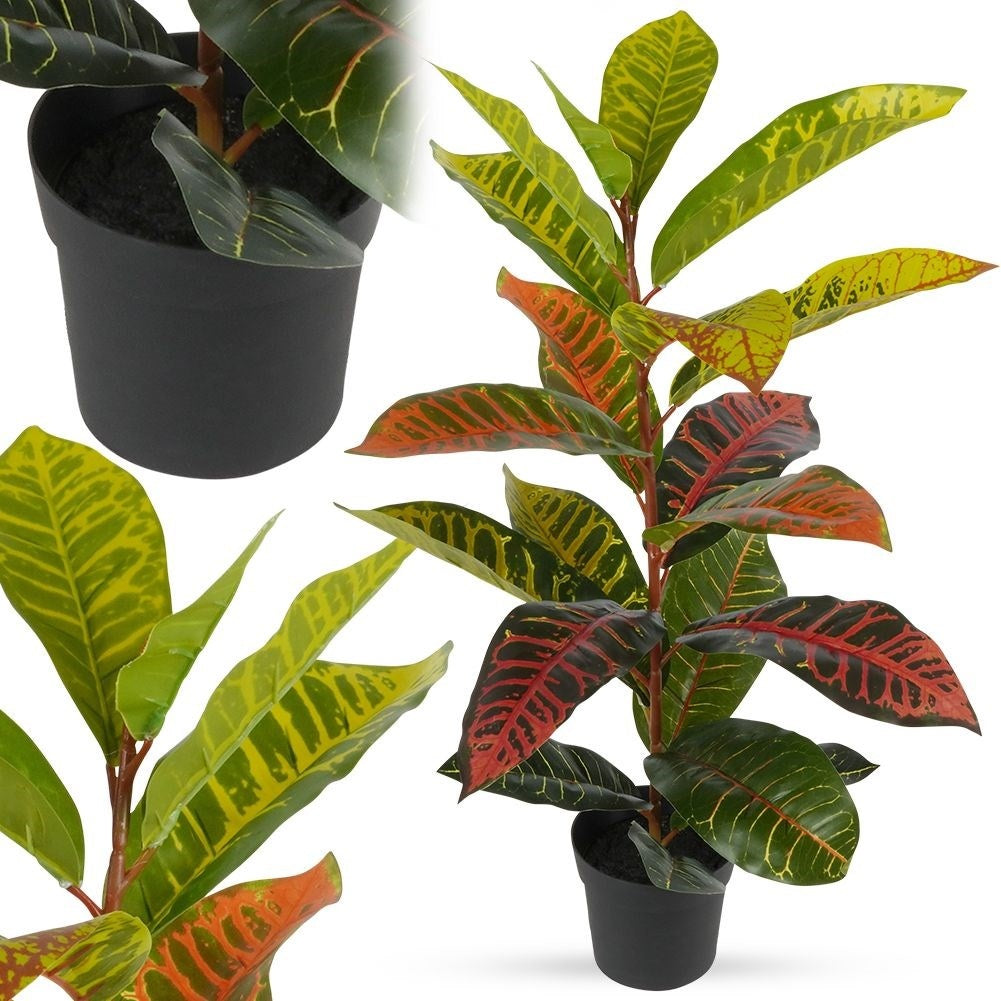 Artificial plant Calatea in Black Pot - Realistic & Maintenance Free
