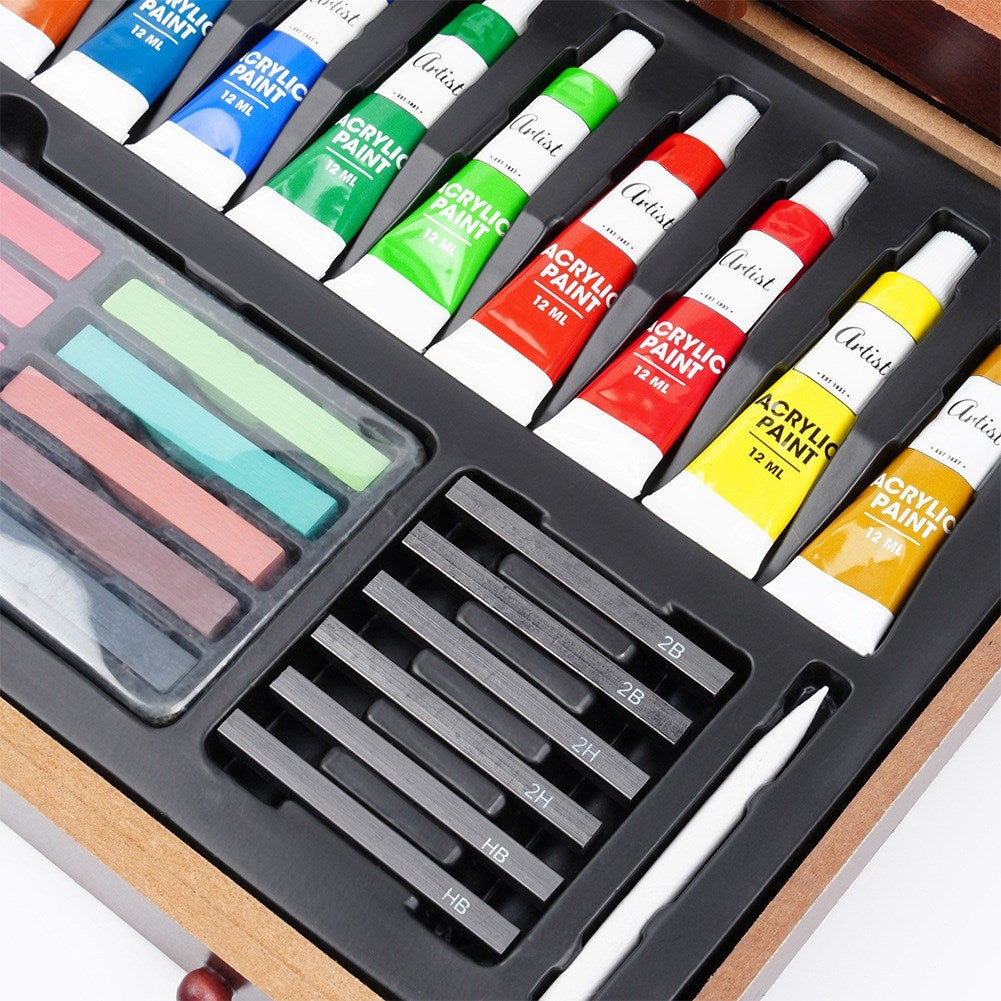 Artistic painting set in wooden case, 112 pcs.