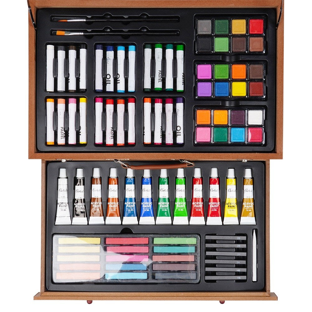 Artistic painting set in wooden case, 112 pcs.