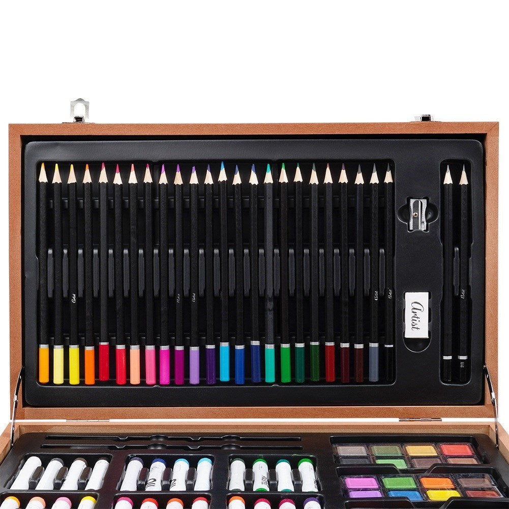 Artistic painting set in wooden case, 112 pcs.