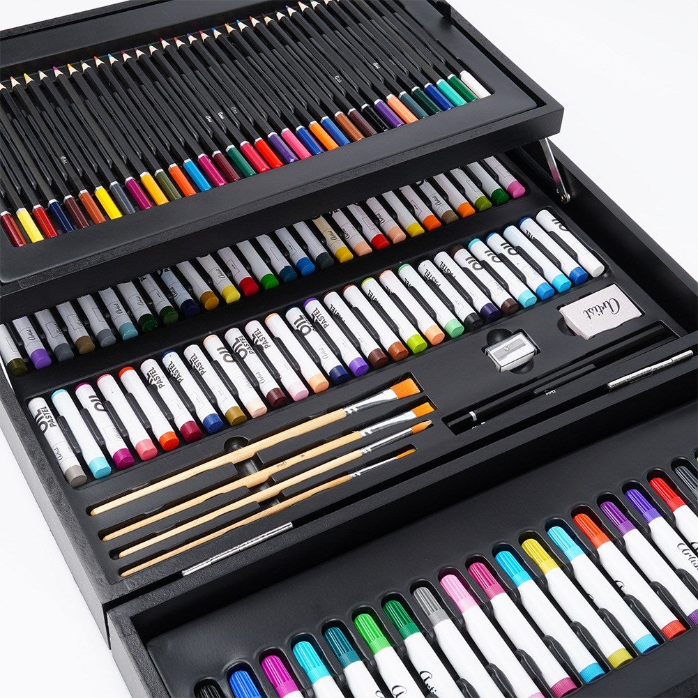 Artistic painting set in wooden case, 174 pcs.