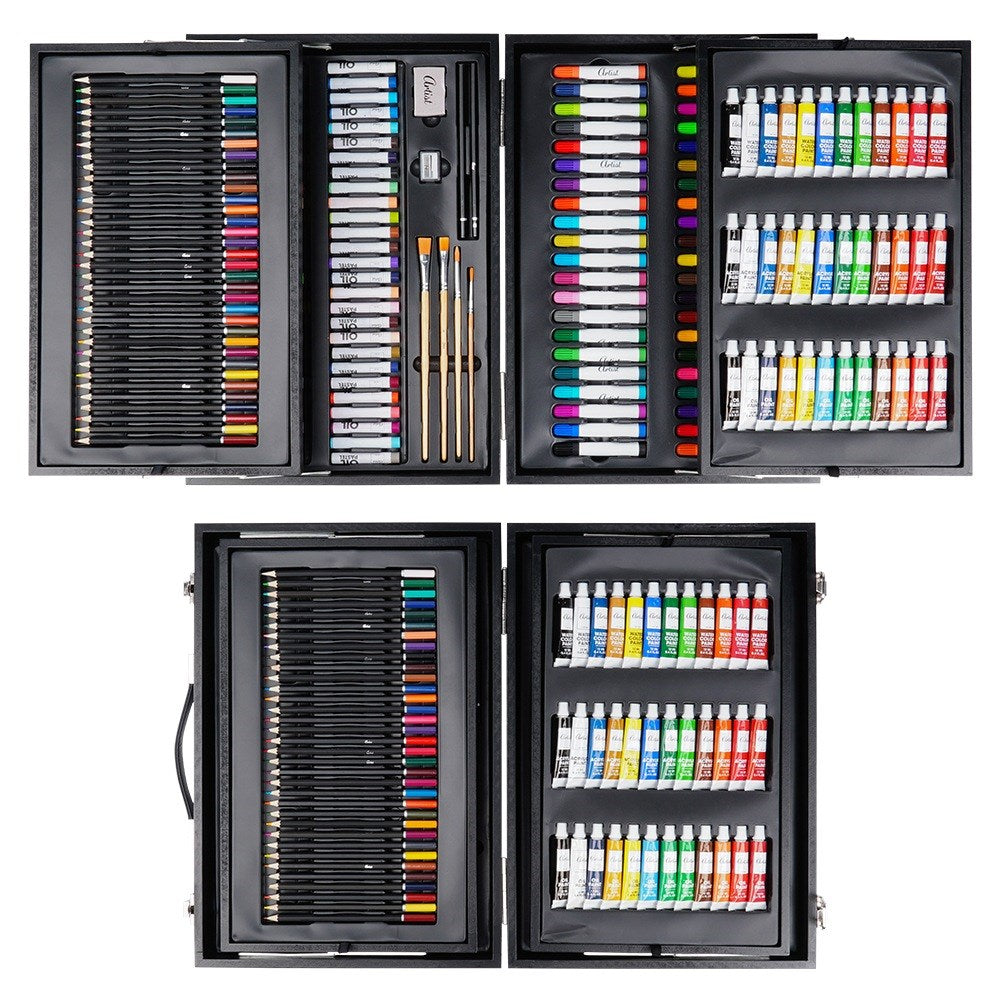 Artistic painting set in wooden case, 174 pcs.