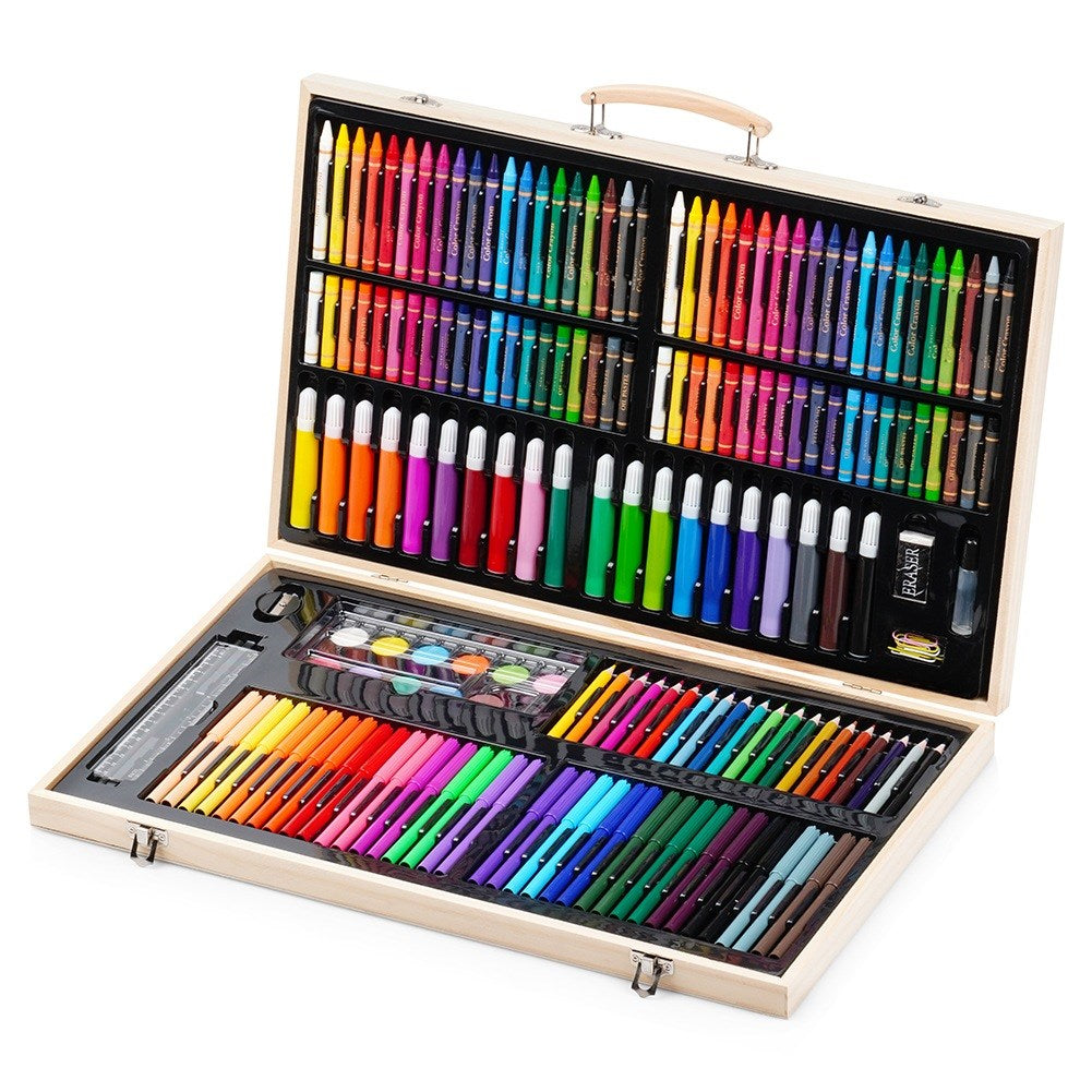 Artistic painting set in wooden case, 180 pcs.