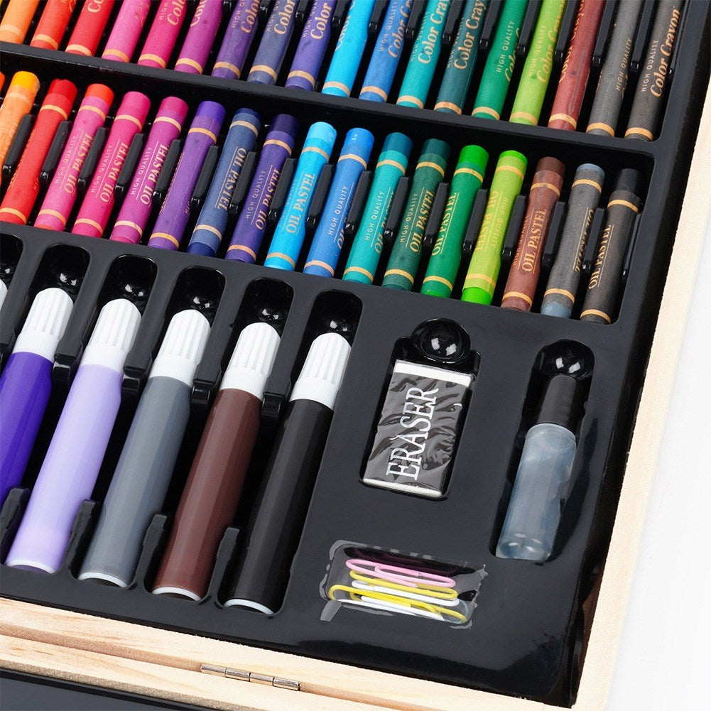 Artistic painting set in wooden case, 180 pcs.