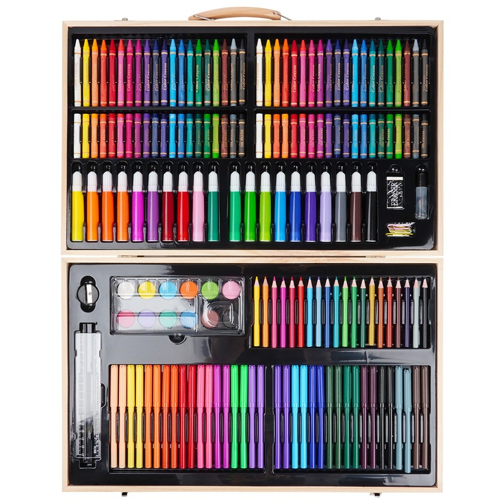 Artistic painting set in wooden case, 180 pcs.