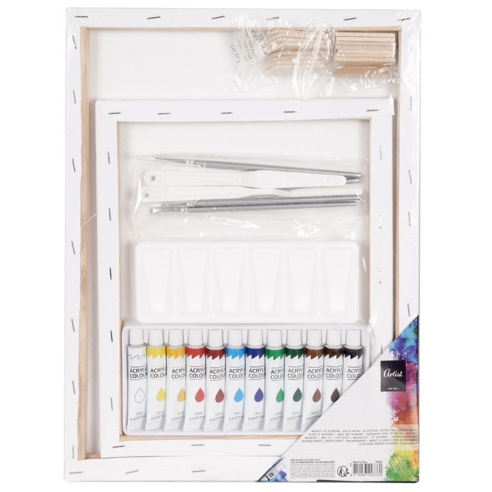 Artist's kit: Canvases, acrylic paints and accessories