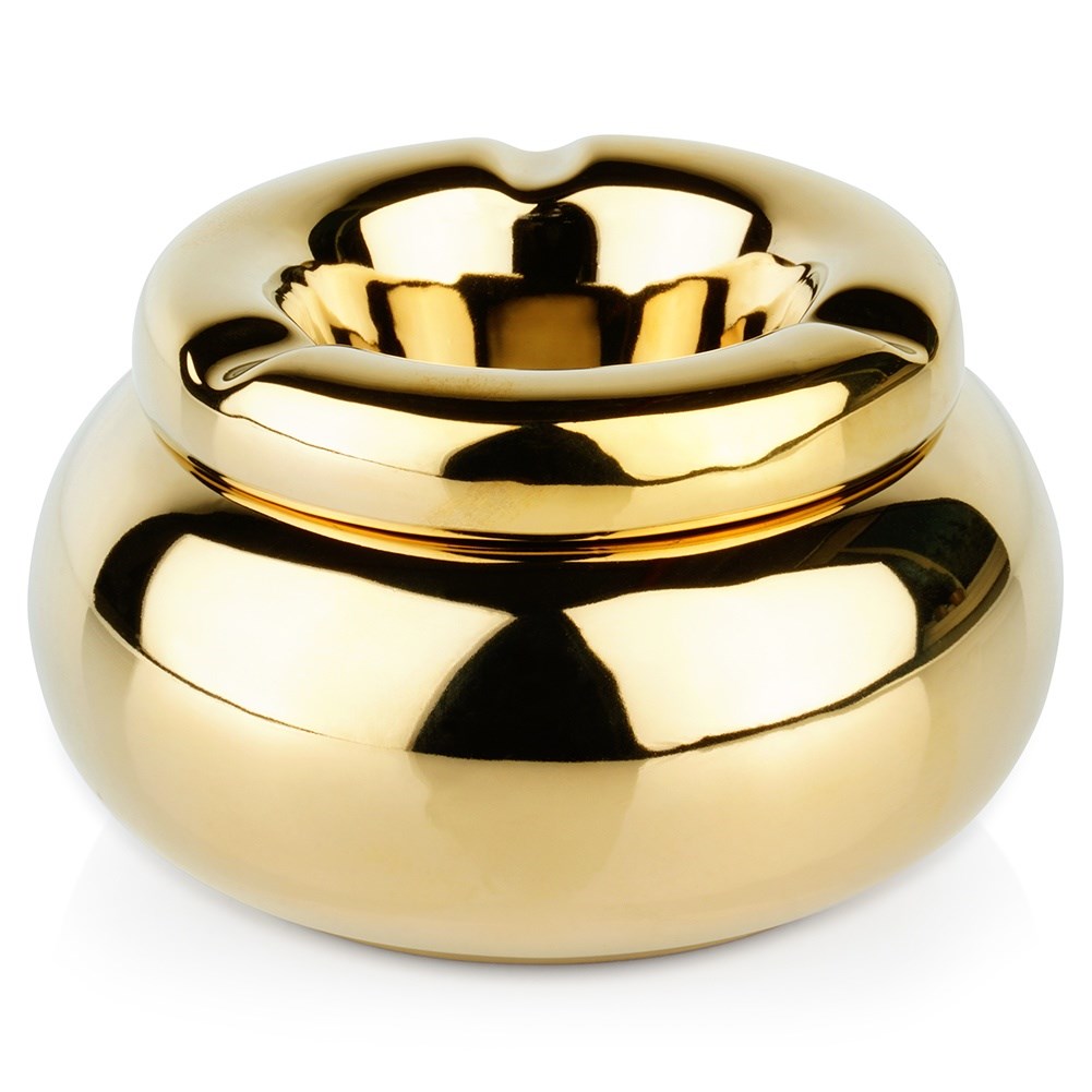 Ashtray dolomite gold round 11 cm