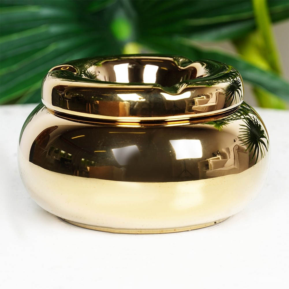 Ashtray dolomite gold round 11 cm