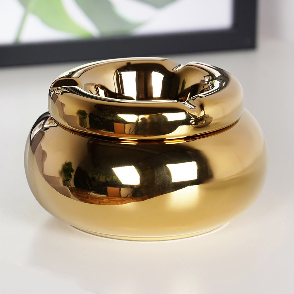 Ashtray dolomite gold round 11 cm