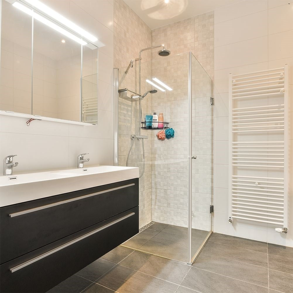 Assembly-free bathroom shelves with strong tape