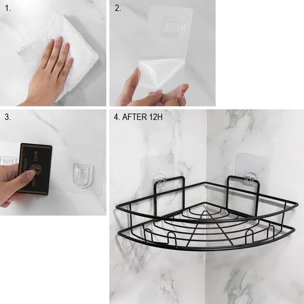 Assembly-free bathroom shelves with strong tape
