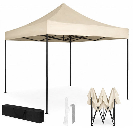 Automatic 3x3m Garden Event Tent, Beige, Height Adjustable