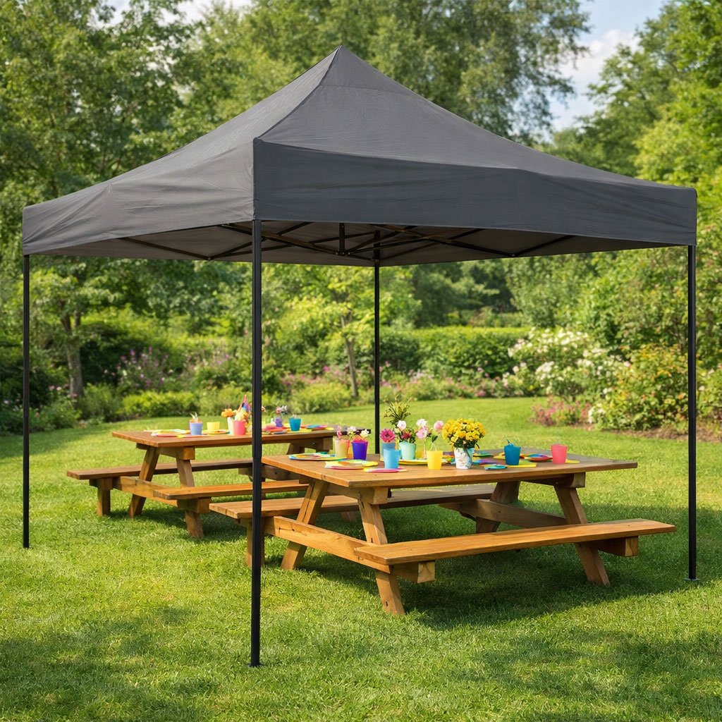 Automatic 3x3m Garden Event Tent, Steel Frame, Grey