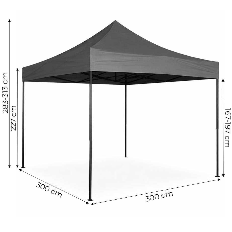 Automatic 3x3m Garden Event Tent, Steel Frame, Grey