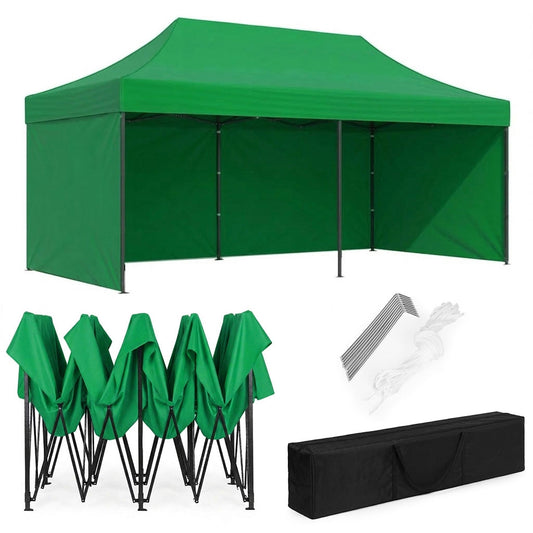 Automatic 3x6m Garden Gazebo Tent, Green, Steel Frame