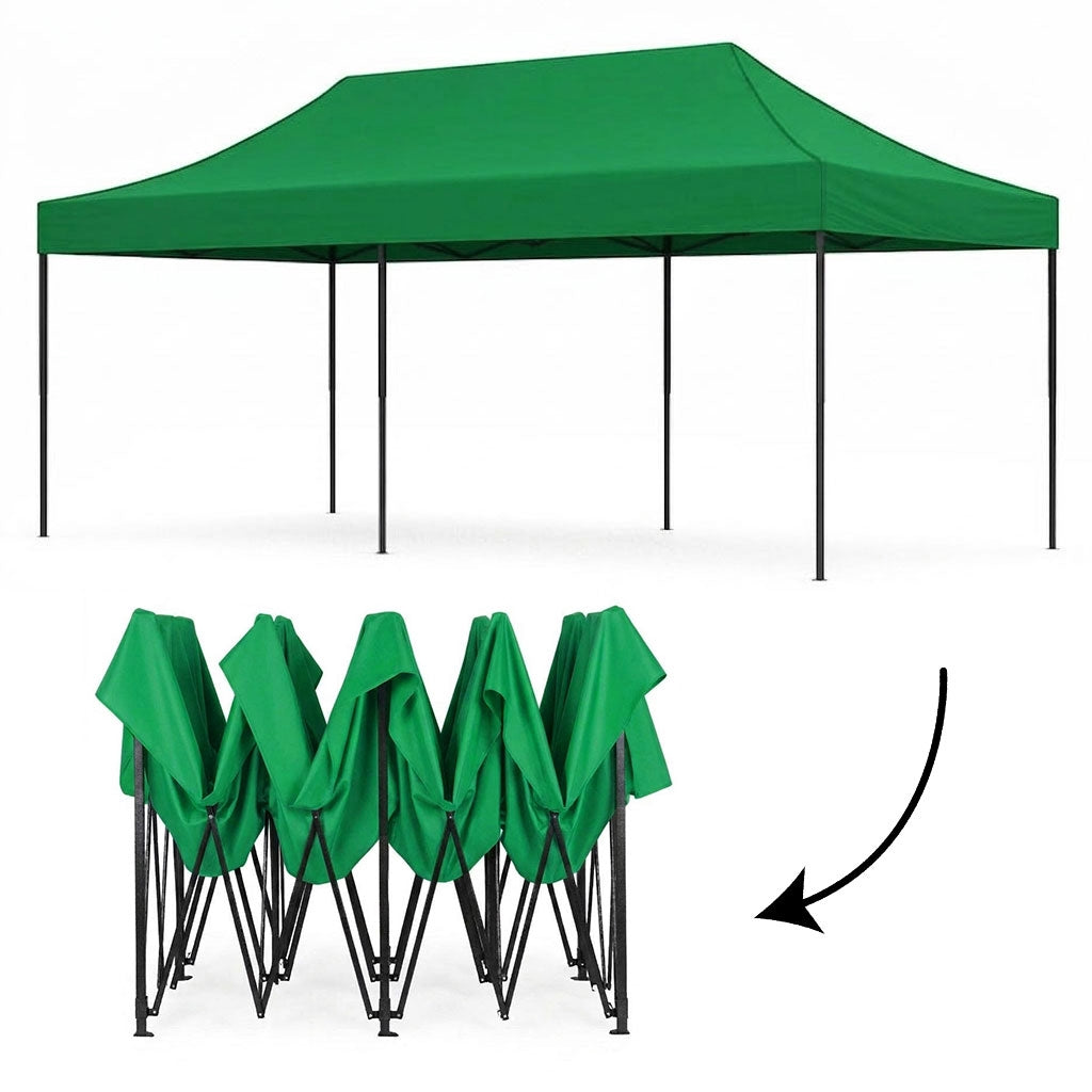 Automatic 3x6m Garden Gazebo Tent, Green, Steel Frame