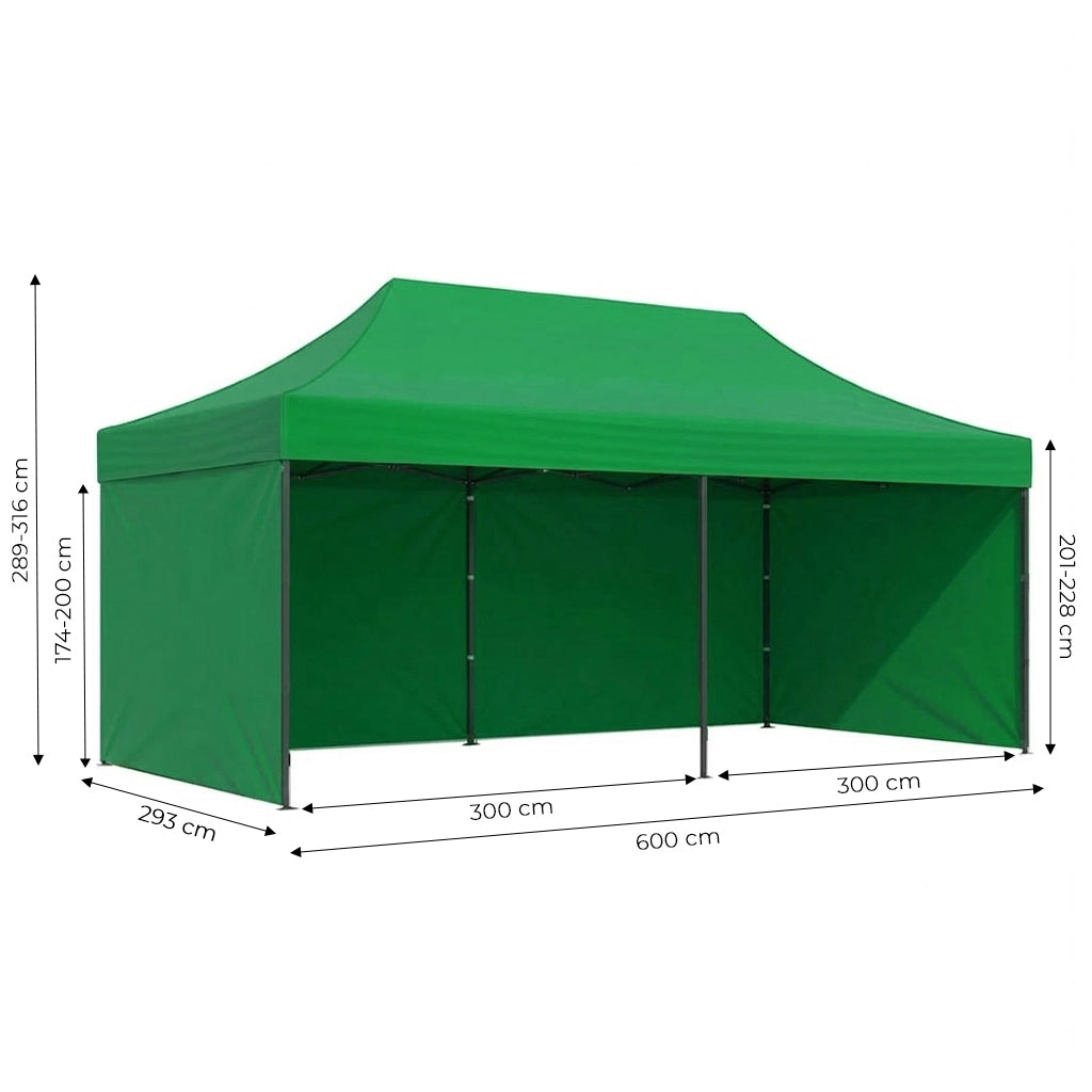 Automatic 3x6m Garden Gazebo Tent, Green, Steel Frame