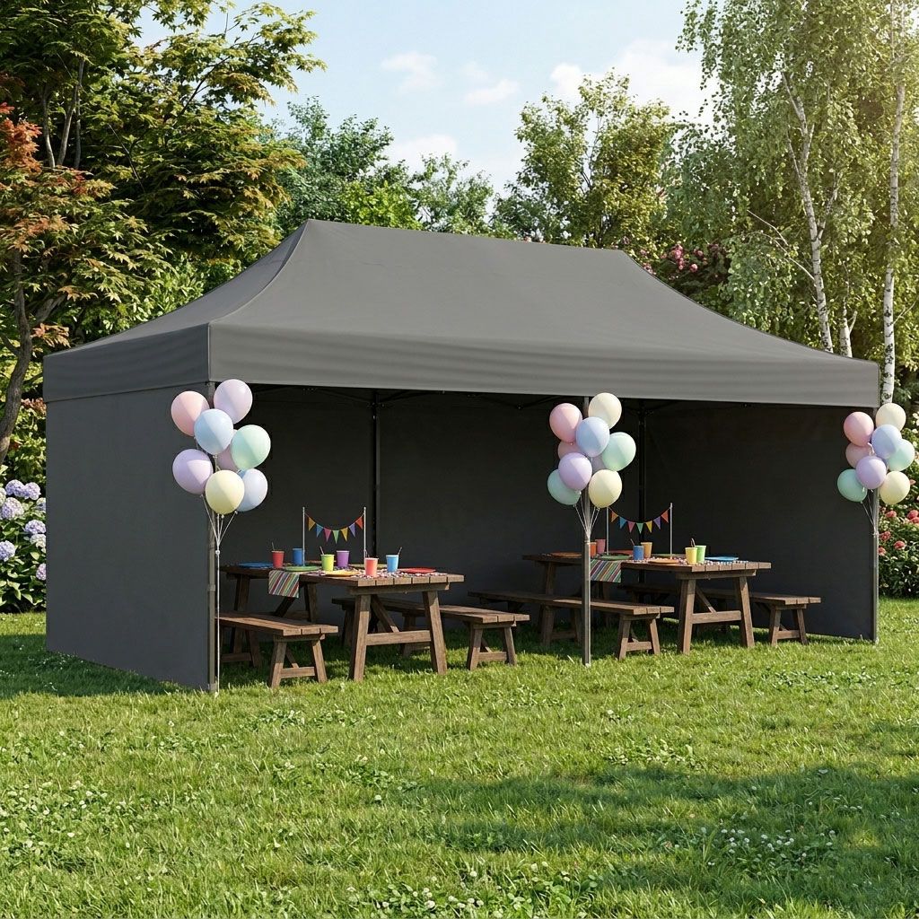 Automatic Garden Gazebo Tent 3x6m, Grey, Adjustable