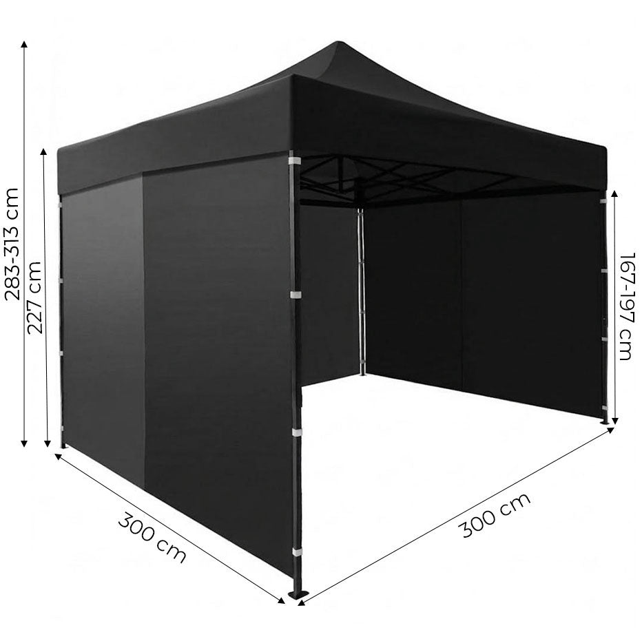 Automatic Pop-Up Garden Pavilion Tent, 3x3 m, Black