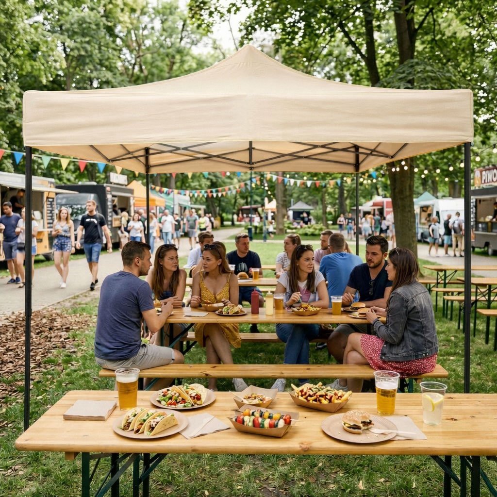 Automatic Pop-Up Garden Tent, 3x3m, Beige, Steel Frame