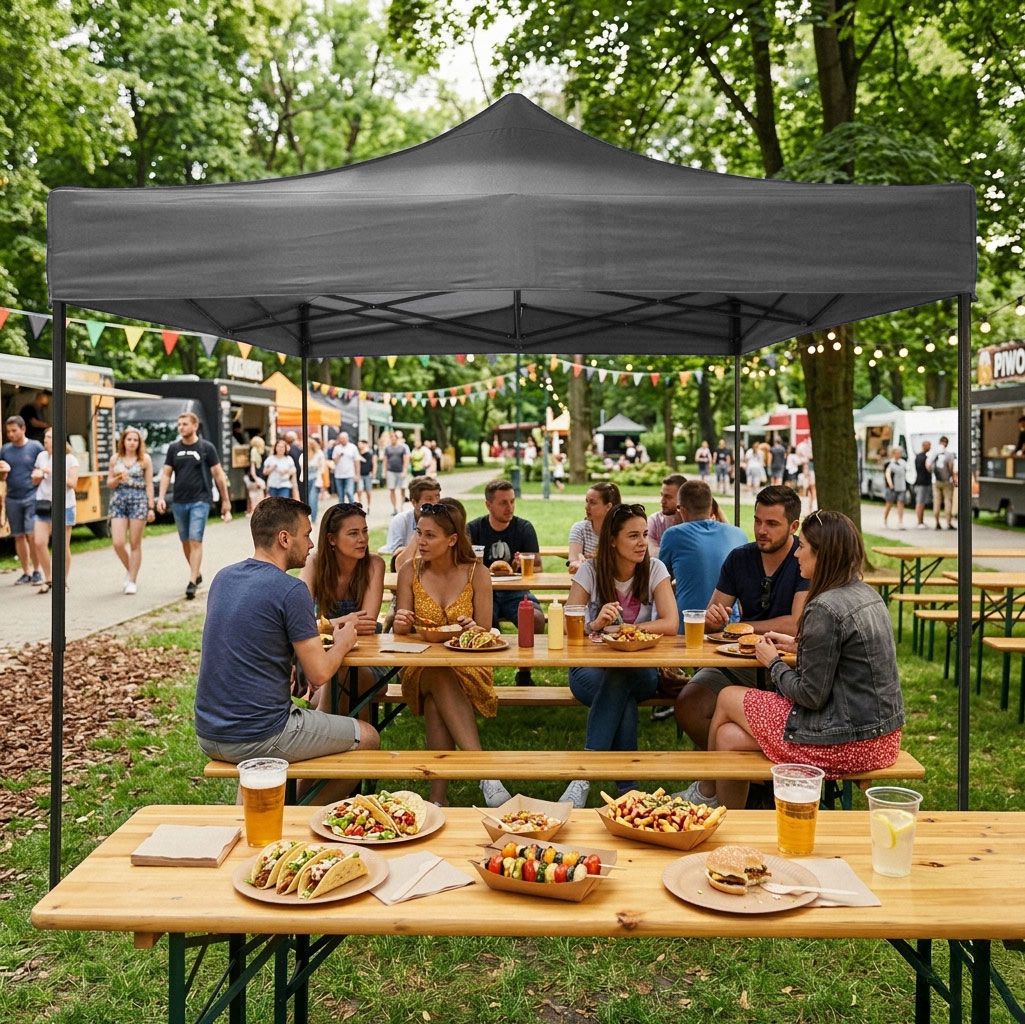 Automatic Pop-Up Garden Tent, 3x3m, Grey, Adjustable
