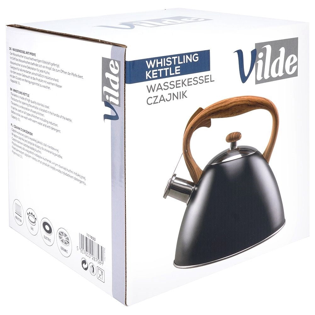 Automatic Whistle Iron in Black Stainless Steel for All Stoves