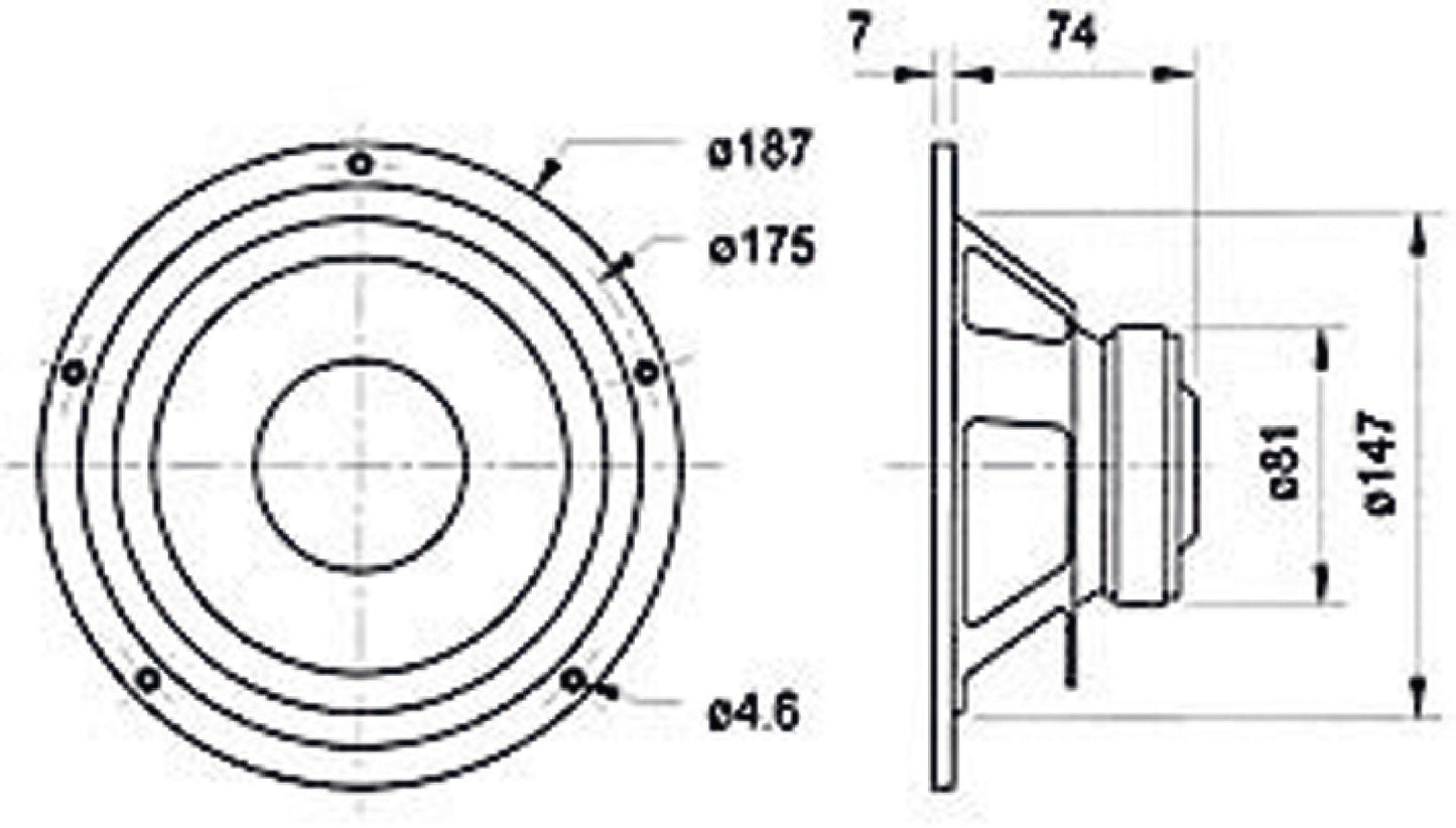 B170S - 8 Ohm 17 cm (6.5 inch) HiFi Bass Speaker