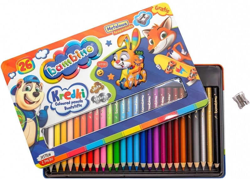 BAMBINO Crayons wooden frame metal box