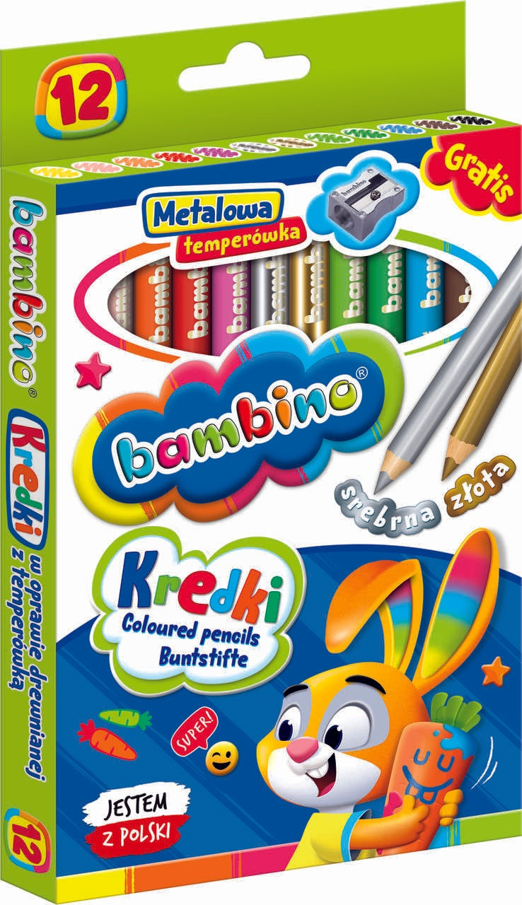 BAMBINO Wooden-framed pencils 12 colours + sharpener