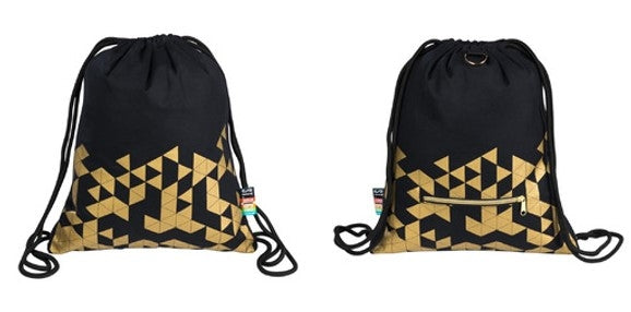 BAMBINO drawstring backpack black and gold