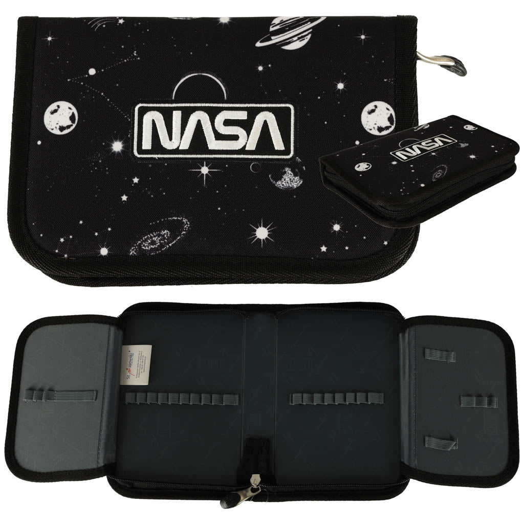 BAMBINO two flap pencil case black planets