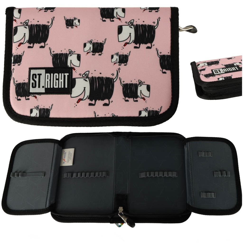 BAMBINO two flap pencil case pink dogs