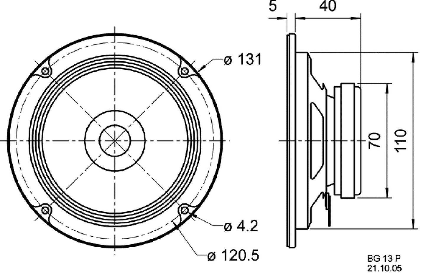 BG 13 P - 8 Ohm - 13 cm (5") full range speaker