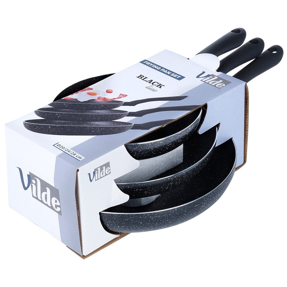 BLACK LINE granite frying pan set, 3 pcs., 20/24/28 cm