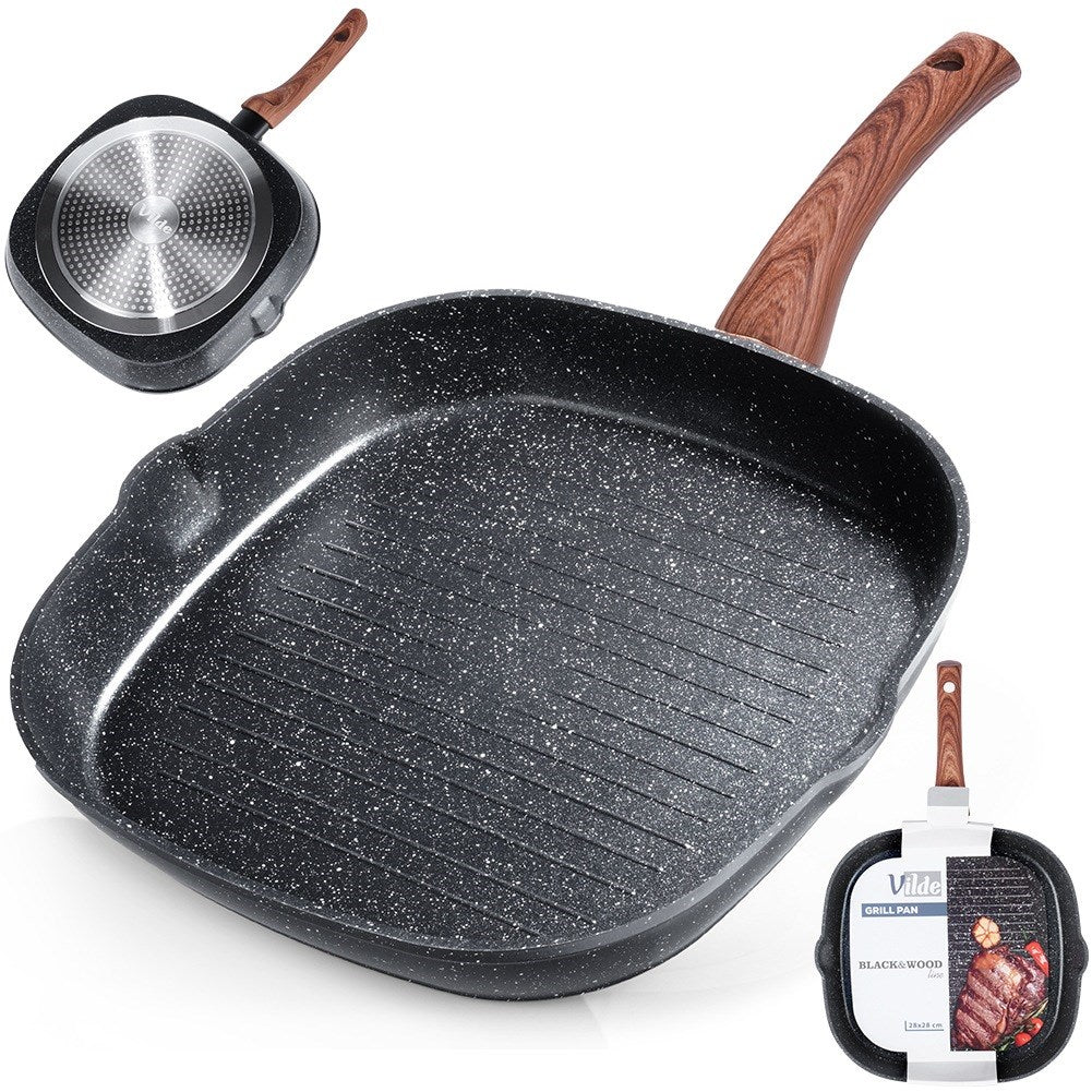 BLACK&WOOD square granite grill pan 28x28 cm