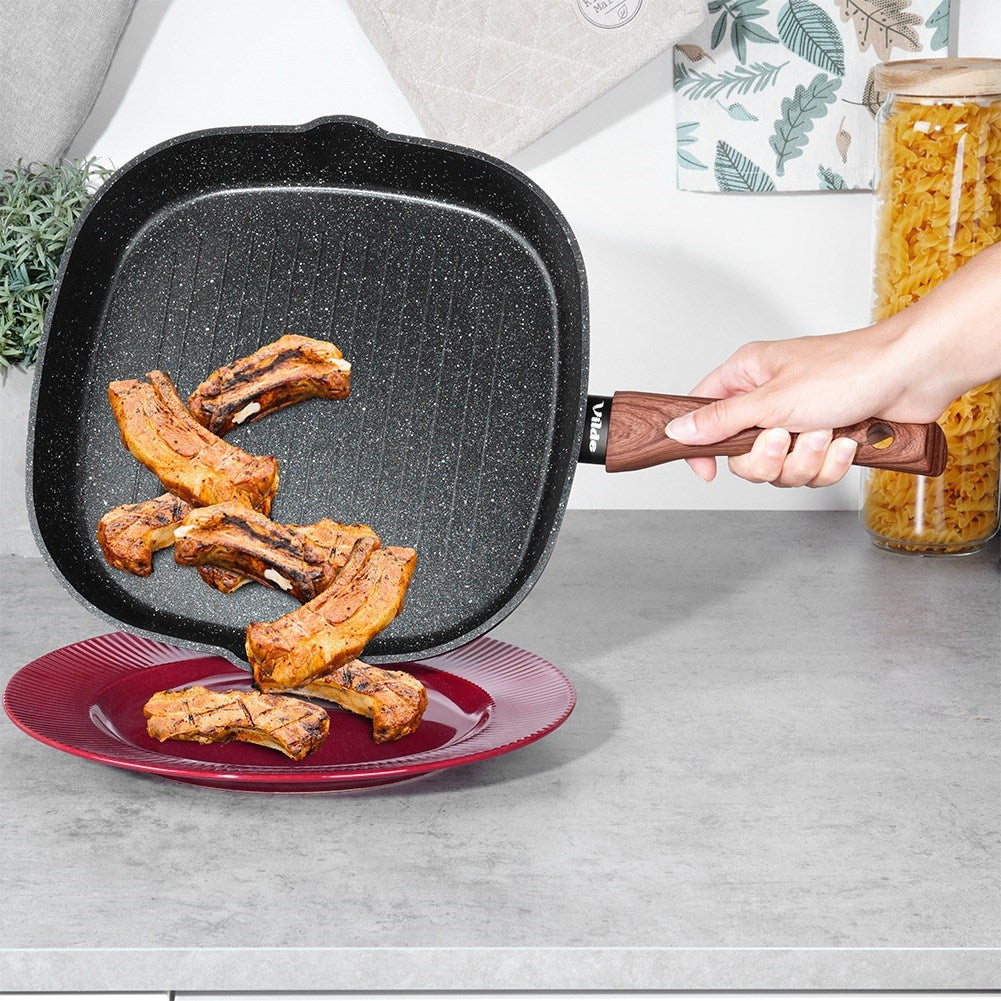 BLACK&WOOD square granite grill pan 28x28 cm