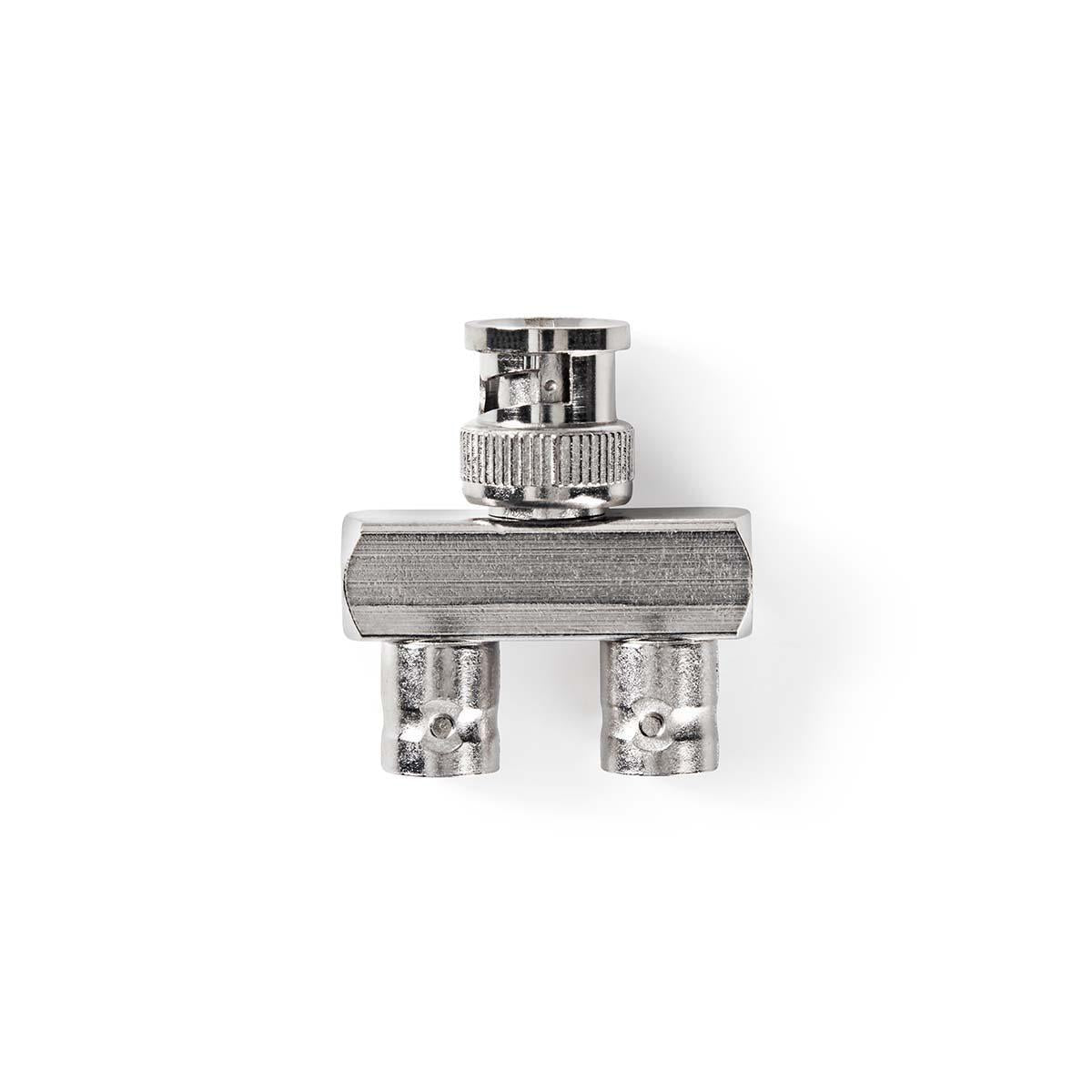 BNC Adapter | BNC Male | 2x BNC Female | Nickel Plated | 50 Ohm | Splitters | Metal | Silver | 10 pieces. | Plastic bag