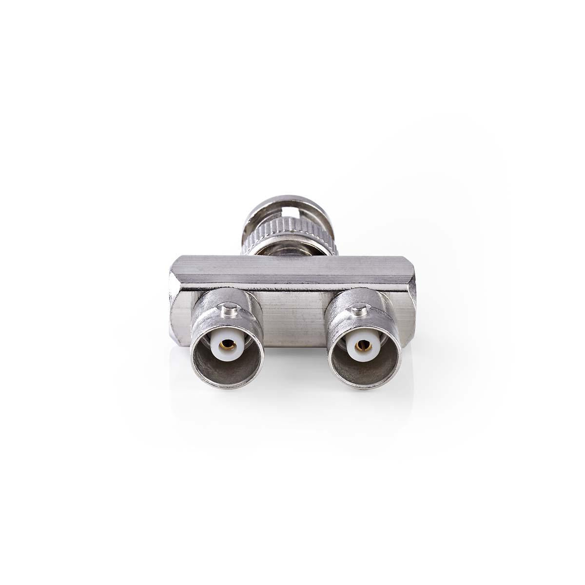 BNC Adapter | BNC Male | 2x BNC Female | Nickel Plated | 50 Ohm | Splitters | Metal | Silver | 10 pieces. | Plastic bag
