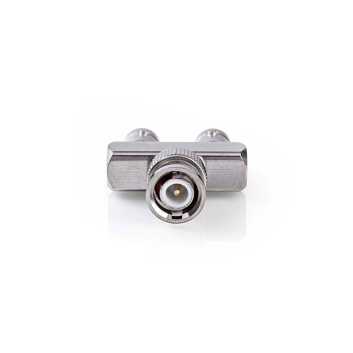 BNC Adapter | BNC Male | 2x BNC Female | Nickel Plated | 50 Ohm | Splitters | Metal | Silver | 10 pieces. | Plastic bag